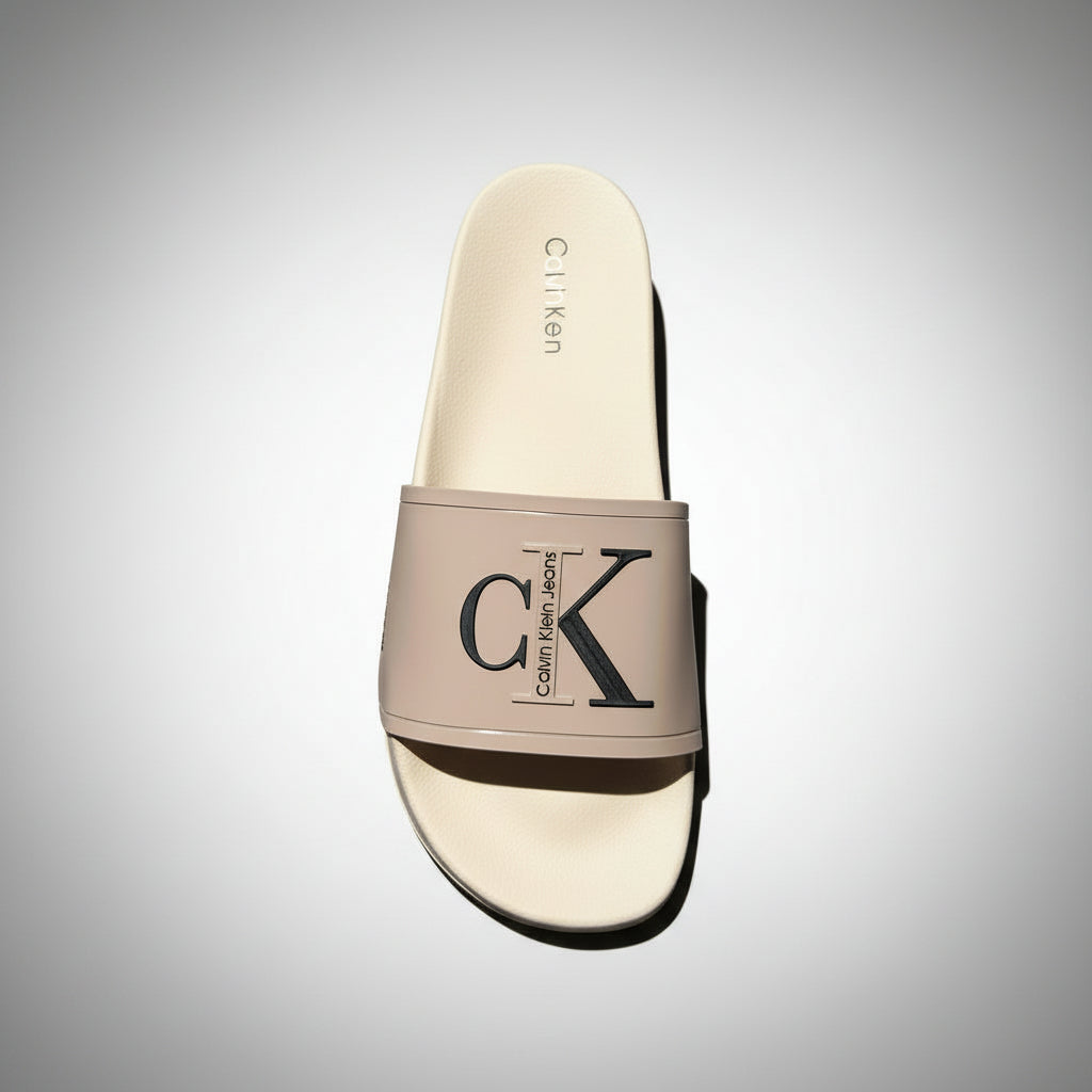 CALVIN KLEIN CHANCLETAS BEIGE MONOGRAMA CK