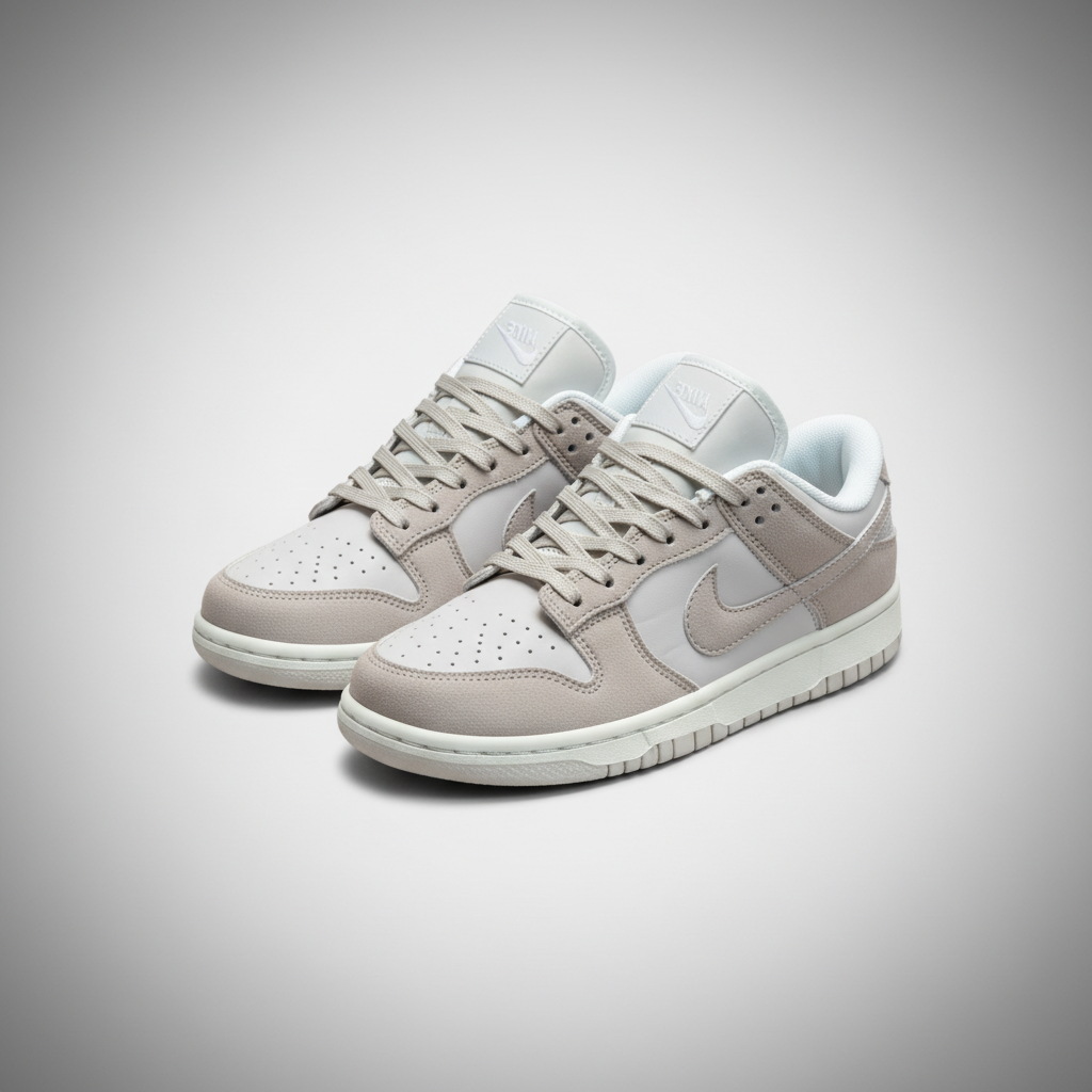 NIKE DUNK LOW BEIGE Y GRIS CLARO