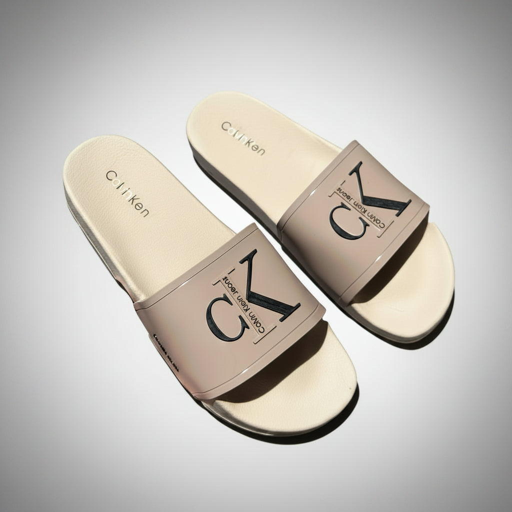 CALVIN KLEIN CHANCLETAS BEIGE MONOGRAMA CK