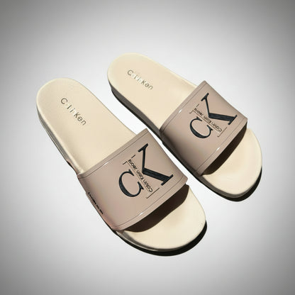 CALVIN KLEIN CHANCLETAS BEIGE MONOGRAMA CK