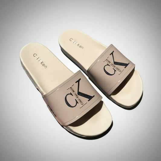 CALVIN KLEIN CHANCLETAS BEIGE MONOGRAMA CK