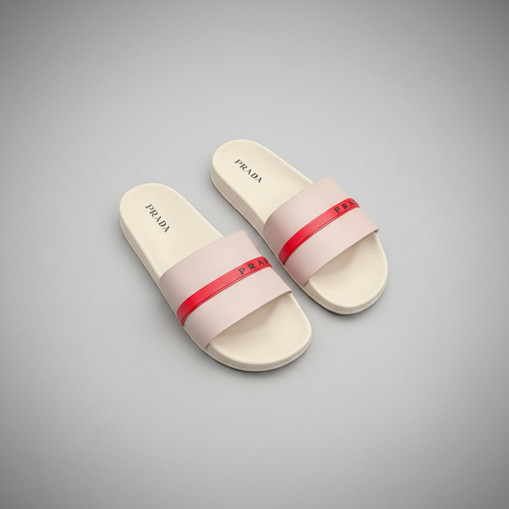 PRADA SANDALIAS BEIGE BANDA ROJA