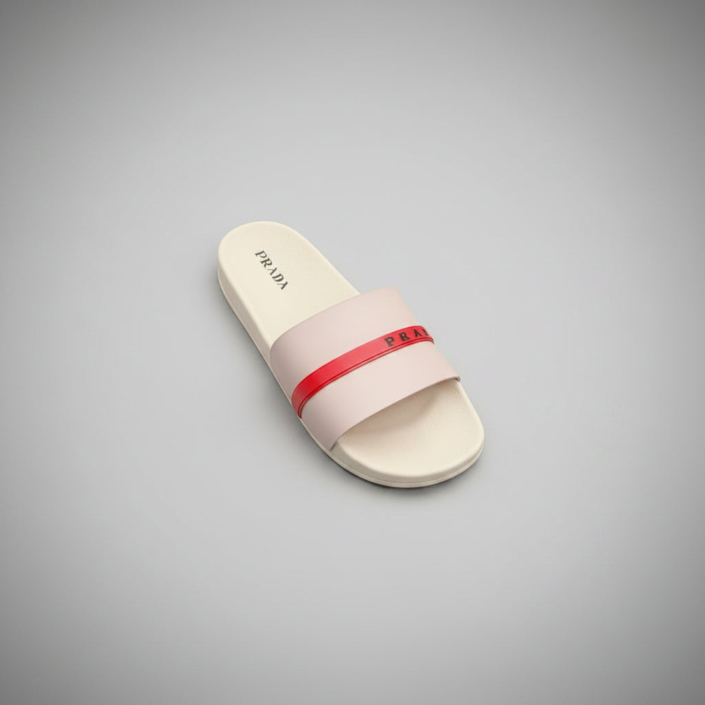 PRADA SANDALIAS BEIGE BANDA ROJA